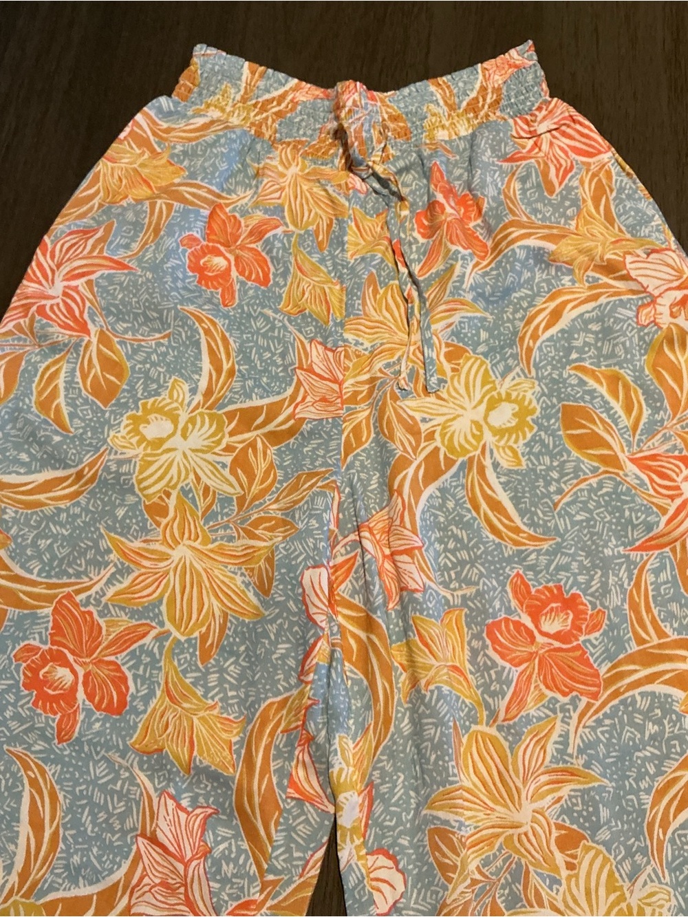 ROXY Inside Rhythm Beach Pants Blue Tropical Floral Wide Leg Size M